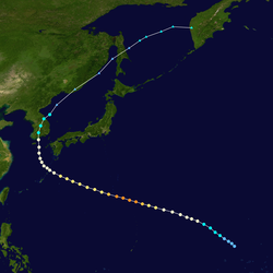 Trajectoire du typhon Rusa.