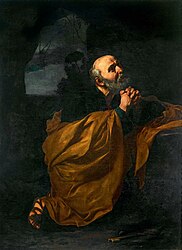 Jusepe de Ribera San Pietro penitente (Święty Piotr pokutujący), obraz z kolegiaty w Osunie, 1616-1617.