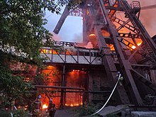 Fire at the Toretska coal mine in Toretsk after Russian shelling on 27 June 2022 Toretska coal mine after Russian shelling on 27 June 2022.jpg