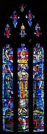 Stained glass window depicting Saint Jarlath (1961).