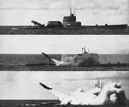 USS Tunny fires a Regulus I missile (c. 1956)