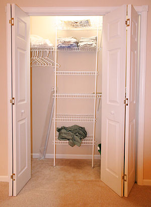 A wall closet in a residential house in the Un...