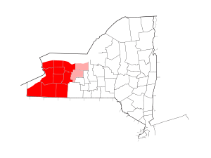 A map of the counties included in most definit...