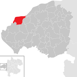 Poloha obce Überackern v okrese Braunau am Inn (klikacia mapa)