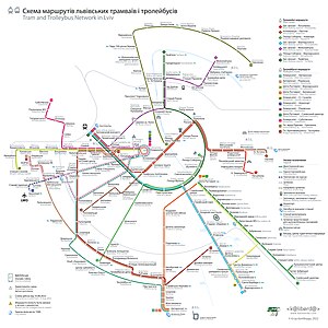 Схема маршрутів львівських трамваїв та тролейбусів