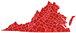 2002 United States Senate election in Virginia results map by county.svg