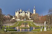 Garden of the Schwerin Castle in the north of Germany