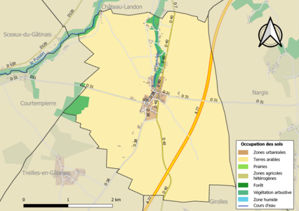 Carte des infrastructures et de l'occupation des sols de la commune en 2018 (CLC).