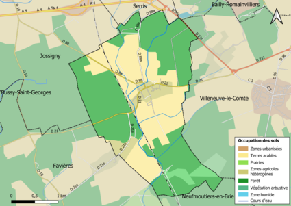 Carte des infrastructures et de l'occupation des sols en 2018 (CLC) de la commune.