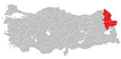 Location of آغری ذیلی علاقہ Ağrı Subregion