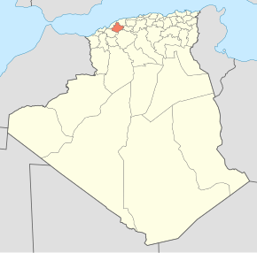 Harta provinciei Relizane în cadrul Algeriei