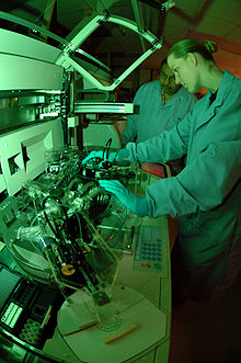 An allergy testing machine being operated in a diagnostic immunology lab Allergy testing machine.jpg