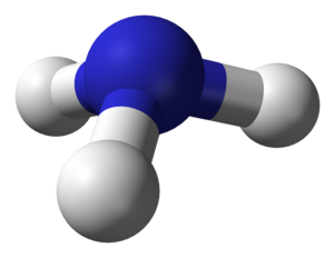 Ball-and-stick model of the ammonia molecule, ...