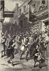 رسم يعود للقرن التاسع عشر لإلقاء القبض على الحاكم أندروس خلال ثورة بوسطن القصيرة