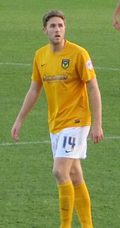 Hall playing for Oxford United in 2013 Asa Hall 21-12-2013 1.jpg
