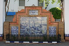 Azulejo representando el cuadro Ayamonte de Sorolla