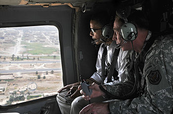 English: Gen. David H. Petraeus gives an aeria...