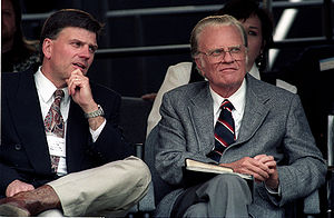 English: Franklin and Billy Graham, in Clevela...
