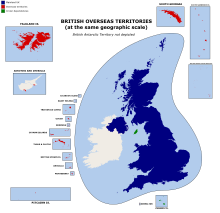 British Overseas Territories (same geographic scale) includes leading traditional and corporate tax global tax havens, including the U.K. itself. British Overseas Territories (at the same geographic scale).svg