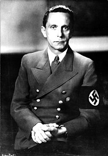 Joseph Goebbels' Ministry of Public Enlightenment and Propaganda was a driving force of suppressing freedom of the press in Nazi Germany. Bundesarchiv Bild 183-1989-0821-502, Joseph Goebbels.jpg