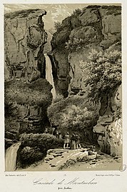 Cascade de Montauban près Luchon, lithographie.