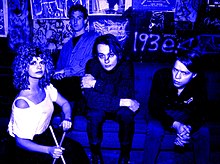 Post-punk band Certain General backstage at Danceteria in 1983 Certain General at Danceteria.jpg