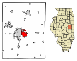 Расположение Урбаны в округе Шампейн, штат Иллинойс.