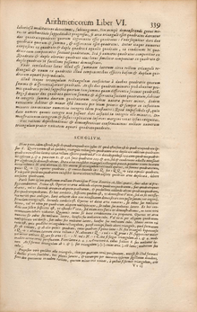 Fermat's infinite descent for Fermat's Last Theorem case n=4 in the 1670 edition of the Arithmetica of Diophantus (pp. 338-339). Diophantus-VI-24-20-Fermat.png