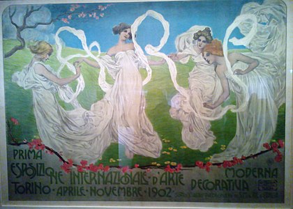 Poster for the 1902 Turin Exposition by Leonardo Bistolfi (1902)