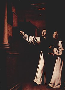 Twee hiëronymieten op een schilderij van Francisco de Zurbarán (1639)