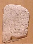 Kalender Gezer terbuat dari batu gamping, ditulis dalam bahasa Ibrani Kuno.