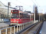 HTM 3093 (type GTL) op lijn 3 bij de vernieuwde tramhalte Ternoot; 21 januari 2006.