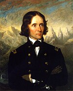 Captain John C. Fremont's expeditions (1842 and 1843-1844) under Tyler's presidency opened the West to American emigration. General John Charles Fremont Healy Unknown Date.JPG