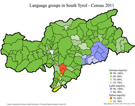 Распространение языков в Южном Тироле, Италия 2011, en.png