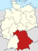 Lagekarte des Freistaates Bayern in Deutschland