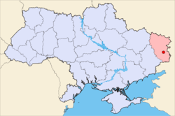 Map o Ukraine wi Luhansk heichlichtit.