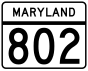 Maryland Route 802 marker