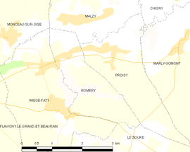 Mapa obce Romery