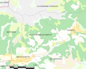 Poziția localității Faucon-de-Barcelonnette