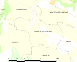 Mapa obce Saint-Martin-des-Plains