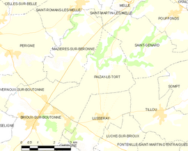 Mapa obce Paizay-le-Tort