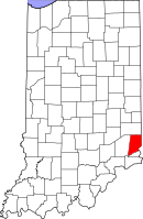 ディアボーン郡の位置を示したインディアナ州の地図