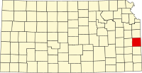Округ Лінн на мапі штату Канзас highlighting