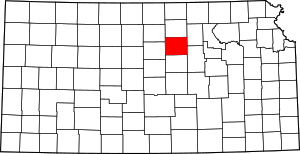 Map of Kansas highlighting Ottawa County