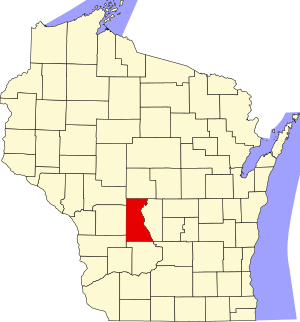 Map of Wisconsin highlighting Juneau County