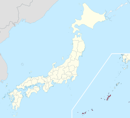 Kaart van Japan met Okinawa gemarkeerd