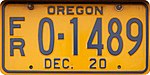 Номерной знак Oregon For Rent - декабрь 2020 г. Expiry.jpg