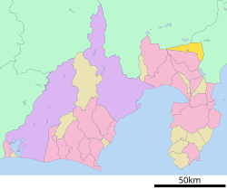 Location of Oyama in Shizuoka Prefecture