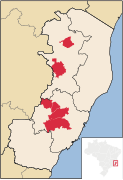 Municipalities in which East Pomeranian dialect is co-official in Espírito Santo, Brazil: Domingos Martins,[27][28][29] Itarana,[30][31] Laranja da Terra,[27][29] Pancas,[27][32][33] Santa Maria de Jetibá,[27][34][35] and Vila Pavão.[27][36][35]