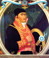 Father José María Morelos, Mexican insurgent. 1812 portrait, now in Chapultepec Castle in the Museo Nacional de Historia.